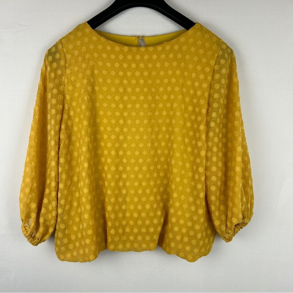Anthropologie Sunday in Brooklyn yellow polka dot lined blouse top S